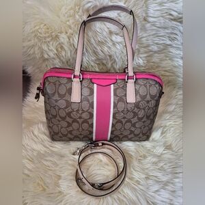 COACH SIGNATURE STRIPE NANCY SATCHEL